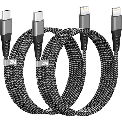 2er-Pack USB-C-auf-2-m-Kabel, Schnellladefunktion für iPhone 14 Pro Max bis 11/XS