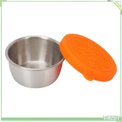 Récipient à condiments - FAFEICY - Tasse 50 ml - Acier inoxydable 304 - Couvercle silicone étanche - Orange (1/5)