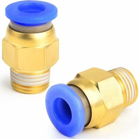2 Pcs 6mm Tube OD x 1/8 BSP Mâle Droit Push To Connect Raccords (PC6-01)