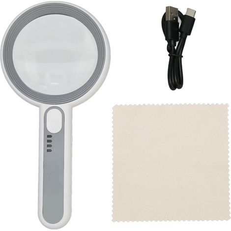 Loupe lumineuse 5X 12X, interrupteur tactile ergonomique LED 3 modes, loupe à main pour lecture des seniors et bijoux. (1/5)