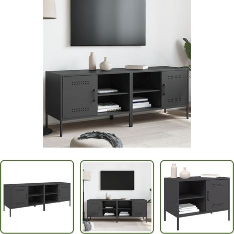 vidaXL Stahl-Schrank - TV-Schränke 2 Stk. Schwarz 68x39x50,5 cm Stahl (1/5)