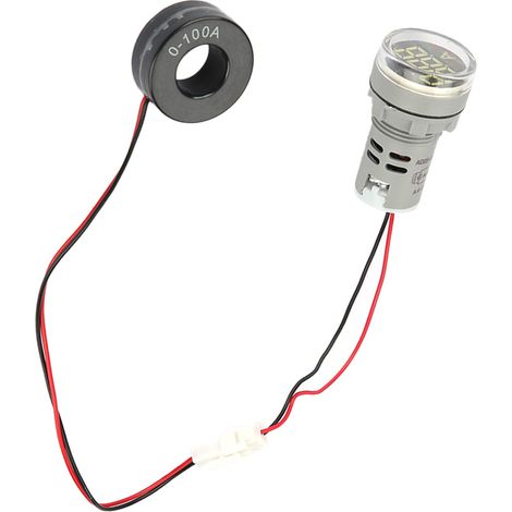 Digitales Amperemeter 0-100A Wechselstrommesser mit runder LED-Anzeige (weiß) (1/5)