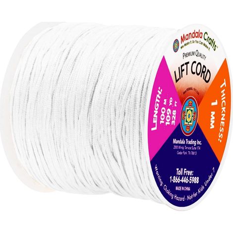 1 mm weiße Zugschnur für Jalousien/Rollos – 109 Yards geflochtene Nylonschnur, geeignet für Raffrollos (1/5)