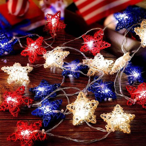 Guirlande Lumineuse Étoile En Rotin - 20 Led - Fonctionne Sur Piles - Pour Décoration Extérieure - 3 M (1/5)