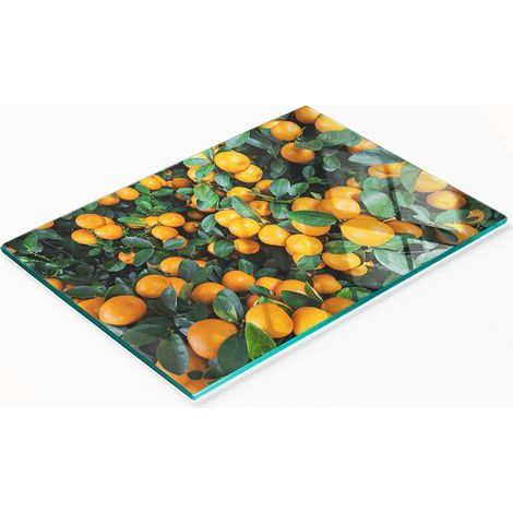 Tablero de vidrio decorativo multifuncional con estampado de mandarinas, 80x52 cm. (1/5)