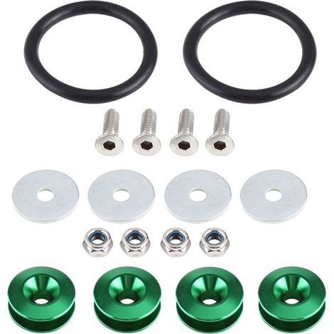 Rondelle de Pare-chocs à Dégagement Rapide Rondelle de Pare-chocs en Alliage d'aluminium Voiture à Dégagement Rapide 9 Couleurs Lot de 4 (GREEN). (1/5)