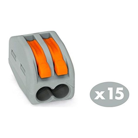 Borne Wago 2 entrées – Connexion rapide pour câbles jusqu'à 4mm² – Tension 400V – Lot de 10 bornes pour installations électriques