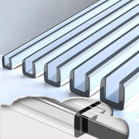 Tira de sellado transparente en forma de U de 3 metros de longitud, apta para encimeras de cristal (0,5-1,5 mm), 1 tira por paquete. (1/4)