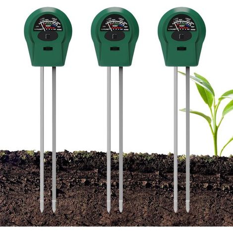 Kit 3 in 1 per l'analisi del terreno, composto da un misuratore di pH e un igrometro per casa, prato e piante.