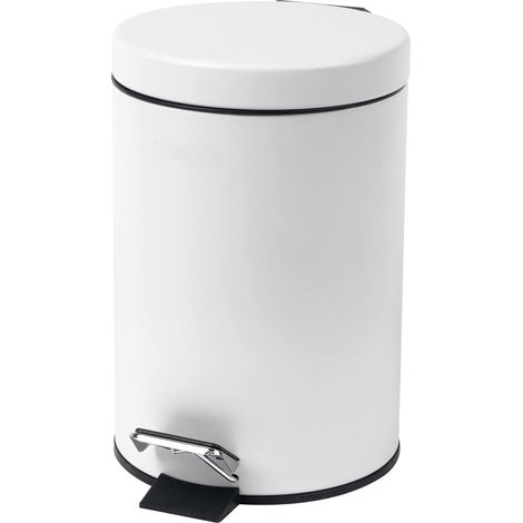 Poubelle à Pédale 3L - Acier Inoxydable - Fermeture Douce - Design Rond Blanc - Salle de Bain (1/5)