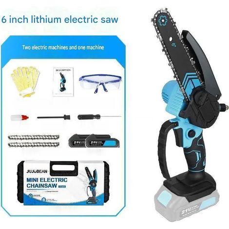 6 Pouces Tronçonneuse à Batterie, 800W Brushless Mini Tronçonneuse avec 2 Batterie, Lubrification, Élagueuse Electrique pour Bois et Branches (1/5)
