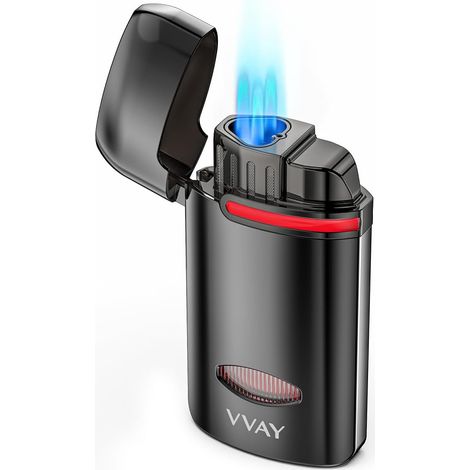 Briquet Tempete Gaz Rechargeable, 3 Jet Flammes (Gaz Non Inclus) (1/5)
