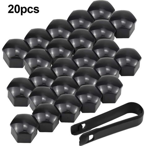 Capuchons D'écrou de Roue, Boulon Ecrou Couvre 20 Cache-écrous Boulon de Roue écrou Capuchon Cache-vis Noir Cache éCrou Hexagonal avec Outil Demontage, Antipoussière, DéCoration de Voiture (1/3)