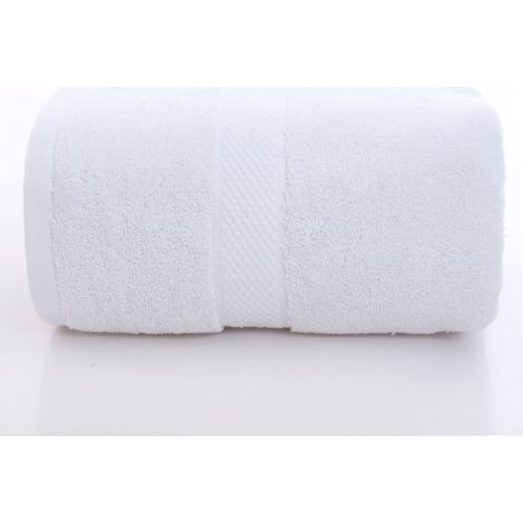Ensemble de 2 serviettes de bain — 100 % pur coton (800 g). Exceptionnellement douces, très absorbantes et à séchage rapide. Dimensions : 80 x 160 cm. Couleur : Blanc. (1/5)