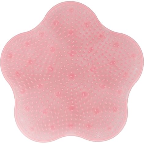 Tapis de douche gommant pieds en silicone rose – masseur de sol pour salle de bain, exfoliant anti-peau morte, ventouses antidérapantes incluses (1/5)