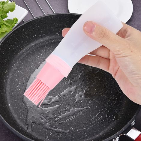 Lot de 2 flacons à huile en silicone pour barbecue, avec brosse, outil de cuisine pour la cuisson et le barbecue (rose) (1/5)