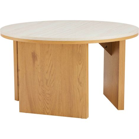 Table basse effet bois ronde diam 80 cm bois clair