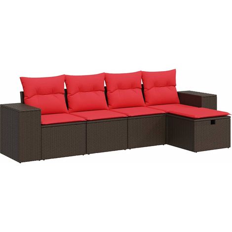 Maison Exclusive - Set Divano da Giardino 5 pz con Cuscini Marrone in Polyrattan