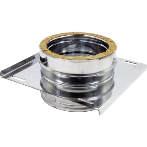 MAKA Piastra Intermedia Canna Fumaria Doppia Parete 50 Inox Ø 130 mm (esterno 230) (1/5)