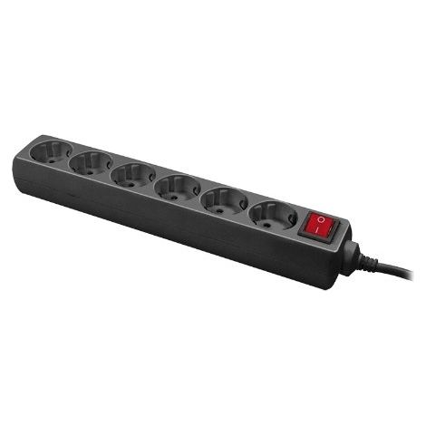 Regleta LogiLink de 6 tomas con interruptor, 6x CEE 7/3, 1,5 m, negra - Segura y práctica