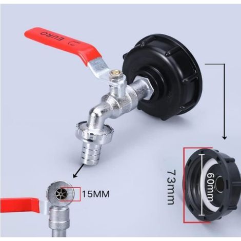 Adaptateur de rservoir IBC connecteur filet 12quot collecteur de pluie de robinet de rservoir 1000L connecteur ROBINET (1/4)