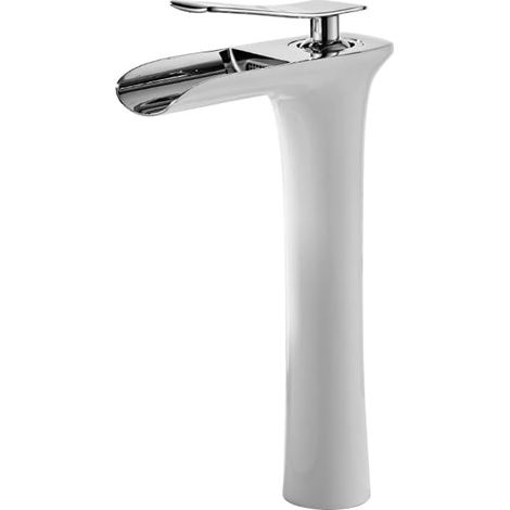 Luxuriöse Messing-Waschtischarmatur, Aufputzmontage, Einhebelmischer für Warm- und Kaltwasser, für Aufsatzwaschbecken und Balkone, weiß