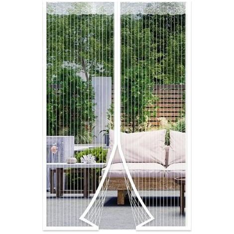 140x220CM Moustiquaire Porte à Fermeture Aimantée, Rideau de Porte Anti Mouche, Fermeture Auto, Kit d\\Installation, Bande Adhésive (1/4)