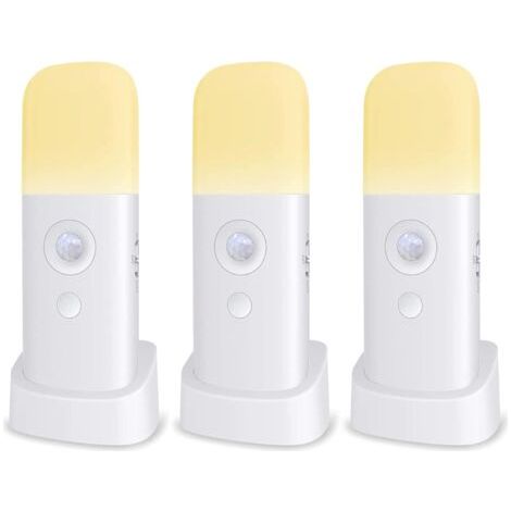 Kinder Nachtlicht, Lampe mit Bewegungsmelder, Einstellbare Helligkeit, Tragbar, Wiederaufladbar, für Schlafzimmer, Kinderzimmer und Wohnzimmer (3er-PACK) (1/5)