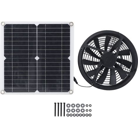 Wasserdichter 12-W-Solarventilator – Komplettset mit 28-cm-Panel und 25-cm-Ventilator für Gewächshaus, Hühnerstall und mobile Unterkünfte – Polykristallines Silizium (1/5)