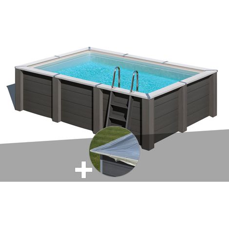 Kit piscine composite Gré Avant-Garde carrée 4,55 x 3,15 x 1,26 m + Bâche hiver