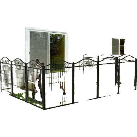 Parque para perros, hierro resistente, cierre de mariposa seguro, negro. (1/2)