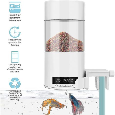 Distributeur automatique de nourriture pour poissons avec minuterie intelligente et grande capacité pour aquarium (1/5)