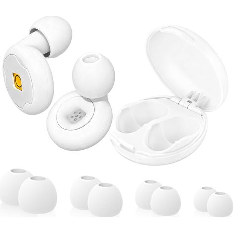 Bouchon D'oreille Pour Dormir, Bouchon D'oreille Anti Bruit,Silicone ultra-doux Réutilisable, Protection Auditive Fiable Pour Sommeil, Travail, Concentration, Voyages et Concerts (Blanc) (1/5)