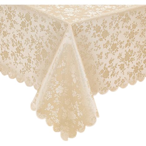 Mantel rectangular, impermeable y duradero, de vinilo, lavable y fácil de limpiar, ideal para la cocina y el comedor (beige, 132 x 178 cm).