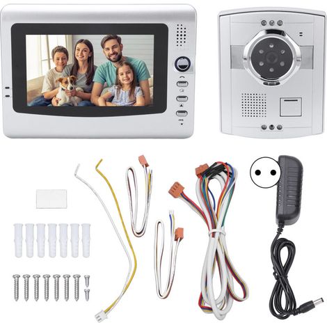 7-inch Video Doorbell with Night Vision, High-Resolution Wired Door Intercom for Offices, Villas, EU Plug (1/5)