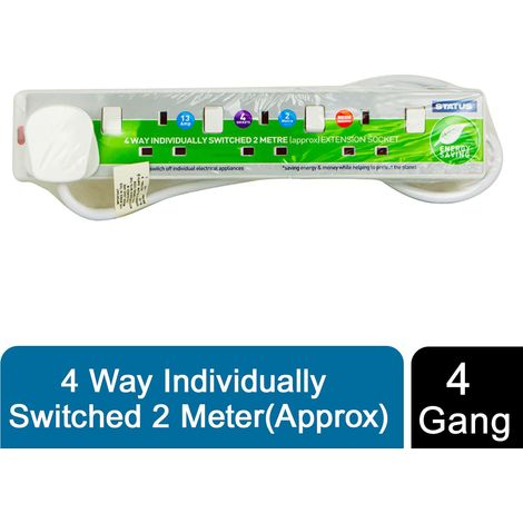 STATUS S4WSS2MCP9 Individually Switched Extension Lead 240V 4-Gang 13A White 2m SIN4SM2WSS