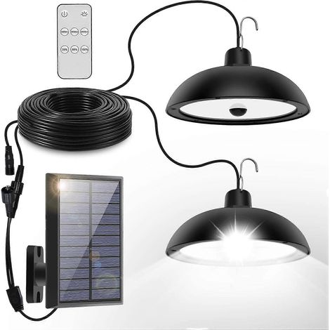 Lampe solaire, lampe solaire 1800 lumens, lampe solaire blanche avec capteur, lampe solaire suspendue 4 modes, indice de protection IP65 (1/5)