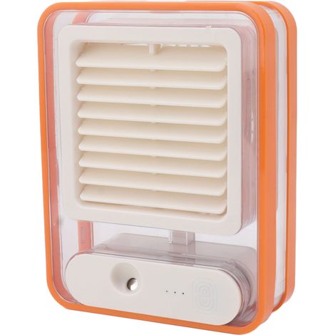 Tragbarer Mini-Tischluftkühler mit USB-Ladefunktion, orange, leiser Ventilator mit farbigem Nachtlicht (1/5)