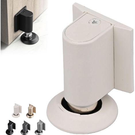 Magnetischer Türstopper mit Schrauben und Klebstoff für hohe Haftung, robuster magnetischer Türstopper, keilförmiger Stopper, untere Halterung zum Offenhalten der Tür (weiß)