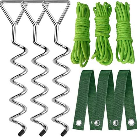 Juego de 3 estacas y soportes para árboles inclinados, trampolines, tiendas de campaña, estacas de árbol en espiral de alta resistencia, estacas de jardín de metal (1/5)