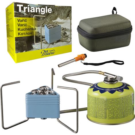 Cucina a gas triangolare con cartuccia, 3 bruciatori, accenditore da 2,3 kW