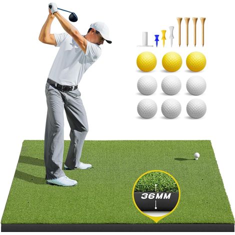 Tapis de golf 150 x 117 cm - 6 positions de frappe - Gazon artificiel - Vert - Pliable - Idéal pour l'intérieur et l'extérieur (1/5)