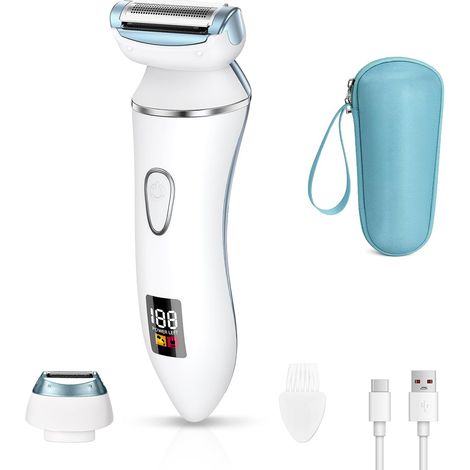 Rasoir Électrique Femme 2 en 1, tondeuse Femme Intime IPX7 Étanche, tondeuse bikini avec Écran LED, Rasoir Intime utilisation humide et sèche pour Jambes, Aisselles (1/5)