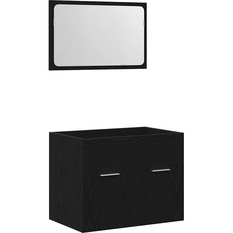 Maison Exclusive - 2-tlg. Badmöbel-Set Schwarz Eichen-Optik Holzw