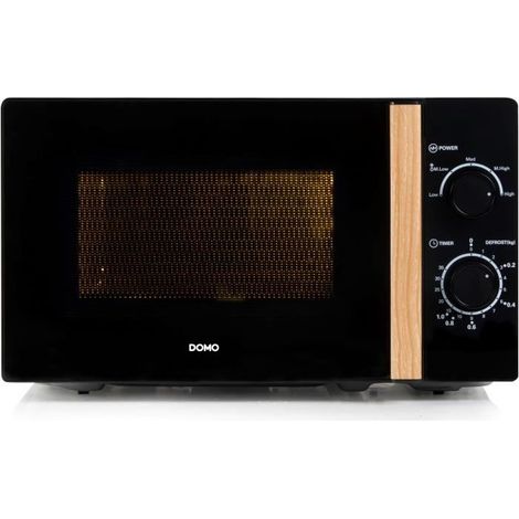 Vier Mikrowellen DOMO DO2820 - 20L - 700W - 35 Minuten Timer - Abtaufunktion - B44 x T35,8 x H 25,8 cm - Schwarz Holzoptik