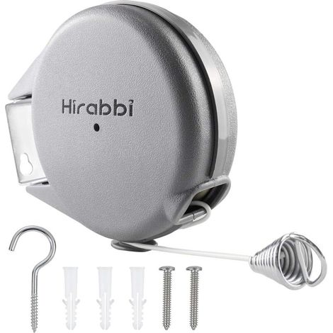 Corde à linge rétractable à fixation murale, extensible pour intérieur et extérieur, jardin, terrasse, buanderie ou buanderie (15 m gris) (1/5)