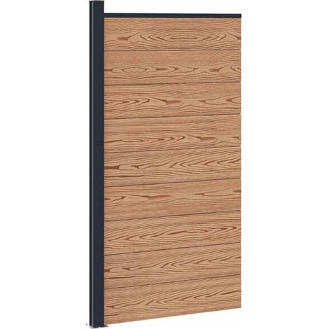 Panneaux de clôture en WPC brun et en aluminium
