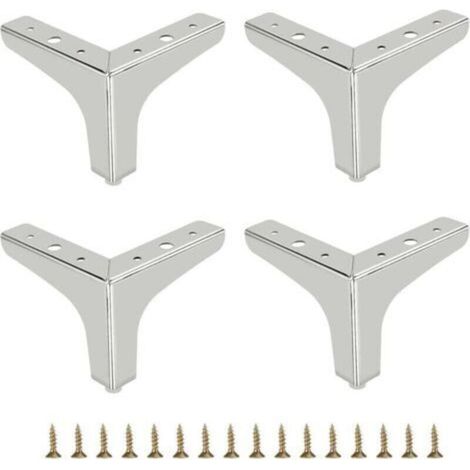 10cm Pied de canapé en métal 4 pcs Pieds de meuble modernes Pieds de meuble de canapé Pieds de rehausseur de meubles Pieds de rechange pour meuble TV Canapé Placard, Argent (1/5)