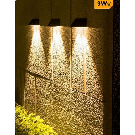 TrAdE Shop Traesio - Applique Led Con Pannello Solare A Parete 3 W Ip65 Luce 3000k 6500k Nero Yh0615 - -Bianco Caldo -