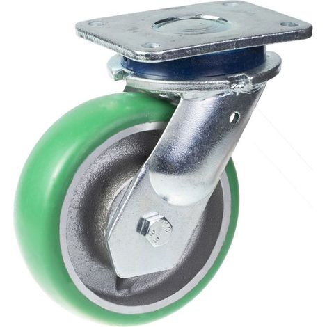 Roue pivotante - PARNELLS - 160mm - Acier zingué - Polyuréthane vert - Dureté 83A